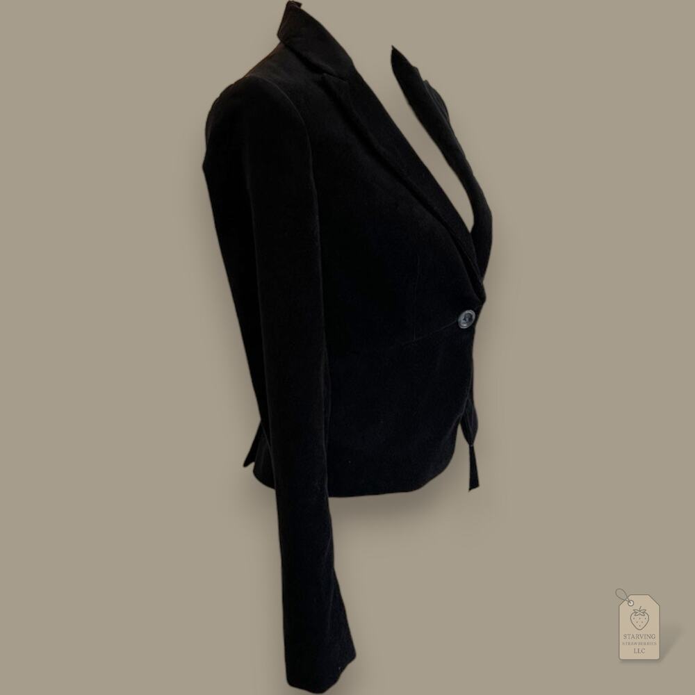 Banana Republic Black Velvet Blazer Fitted Jacket Button Front Size 0 - Picture 3 of 10